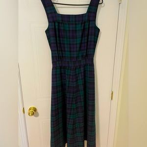 Plaid pinafore-style wool dress